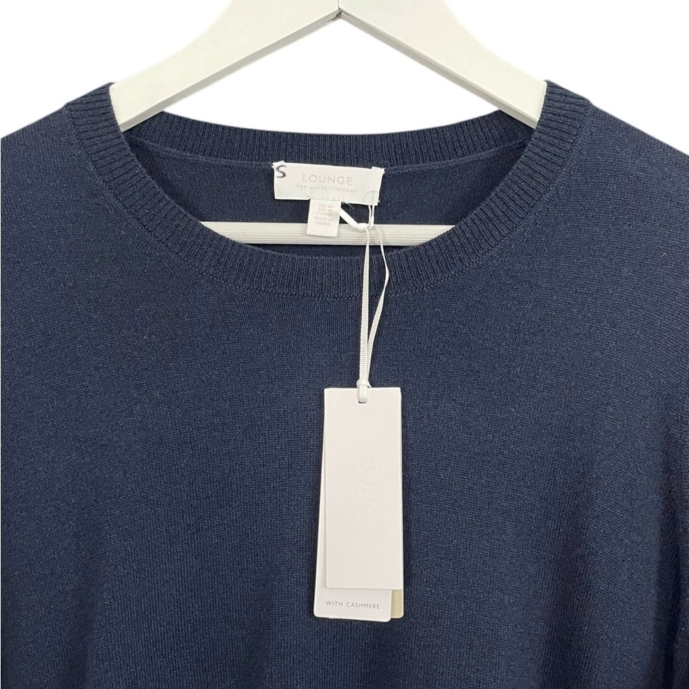 The White Company Tie Waist Lounge Sweater with Cashmere Wool Navy Blue NWT - Picture 7 of 15